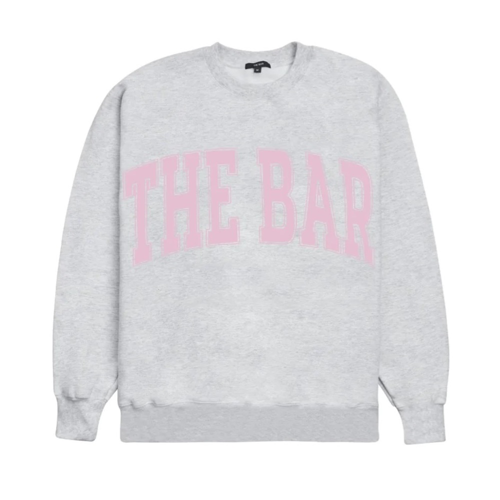 THE BAR VARSITY SWEATSHIRT- XXL heather grey/blush